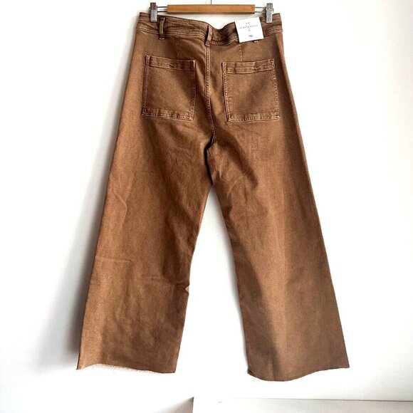Zara Marine Straight Brown Wash Wide Leg High Waist Jeans 46 - Picture 2 of 4